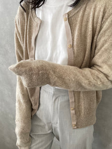 Fluffy sleeve cardigan / SAND