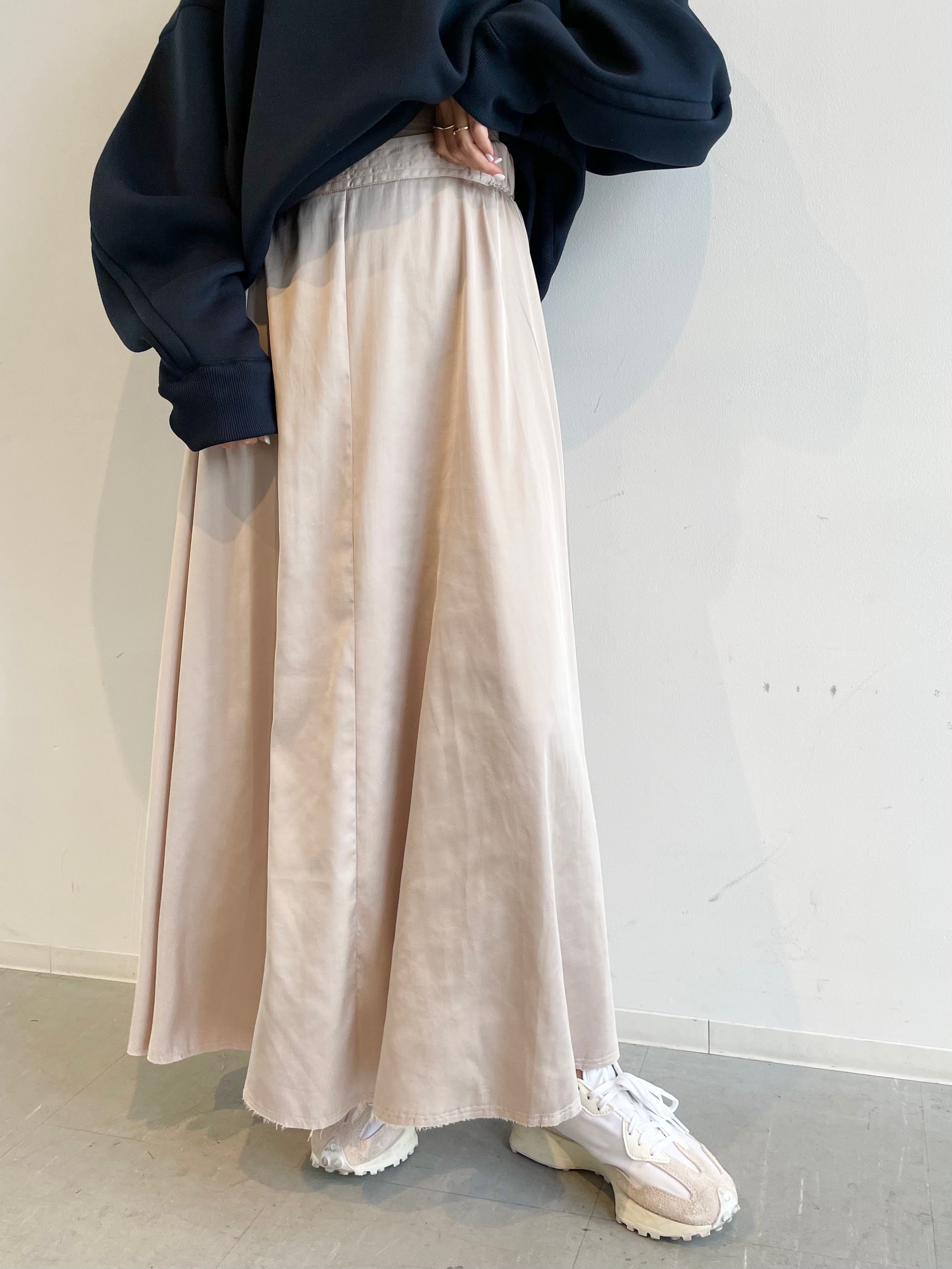 Vintage satin long skirt / SAND