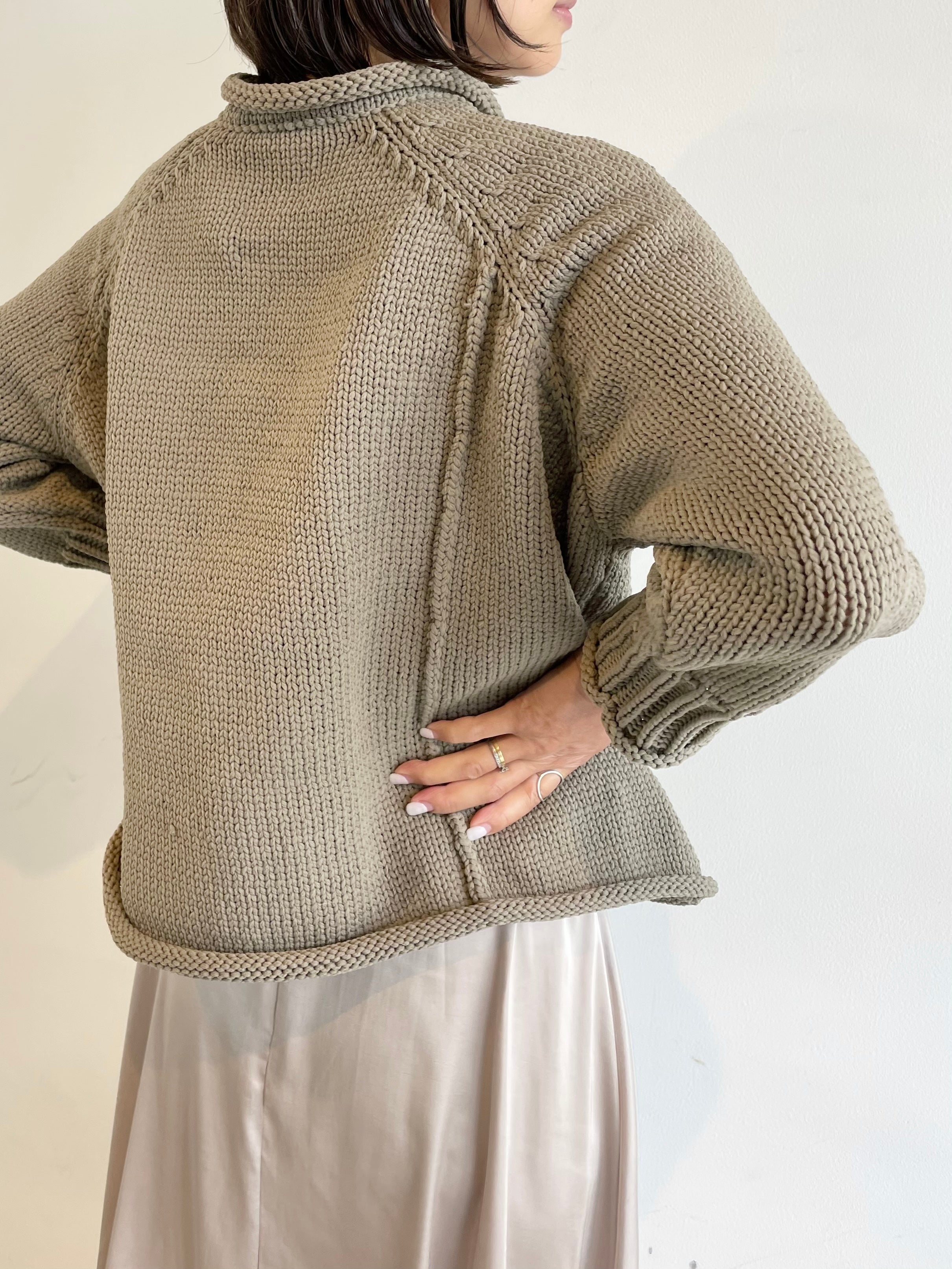 Low gauge knit cardigan / OLIVE