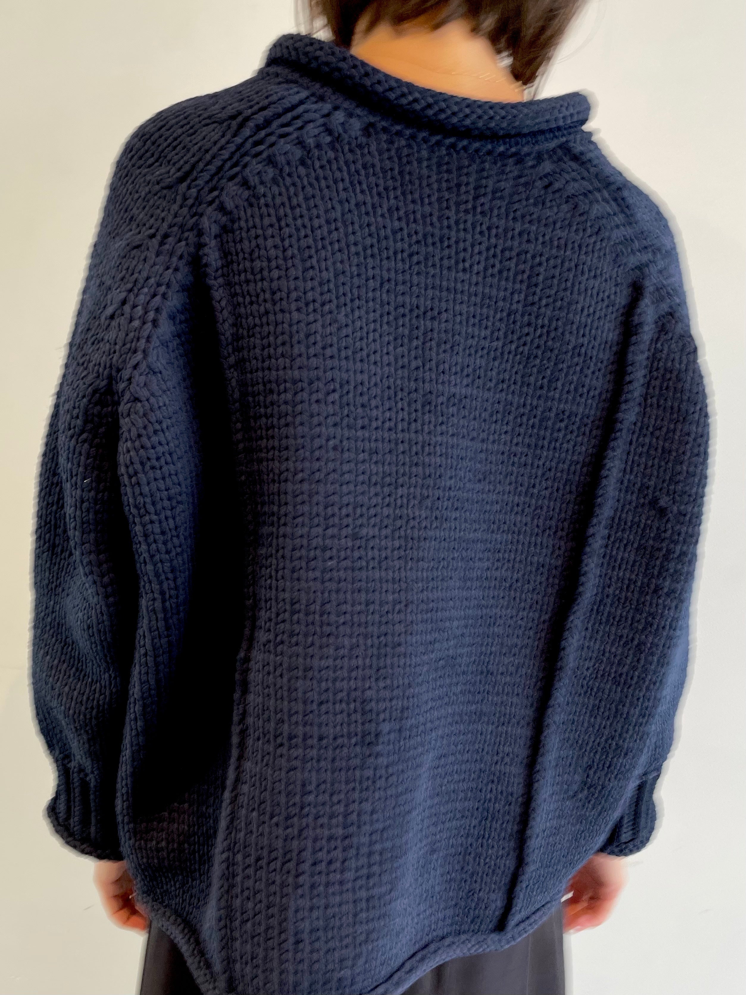 Low gauge knit cardigan / NAVY